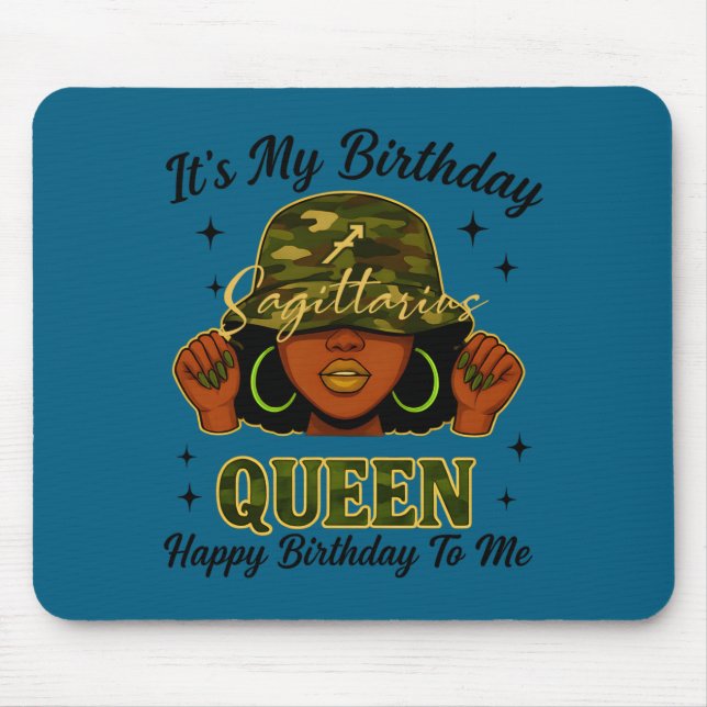 Mousepad Sagittarius Queen Black Woman With Cap Camo It's M (Frente)