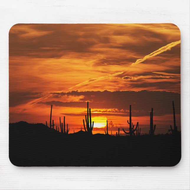 Mousepad Saguaros Cênicos ao pôr do sol (Frente)