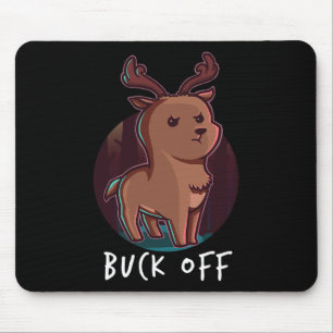 Mousepad Sai Daqui Deer Middle Finger Engraçado Caça Hun