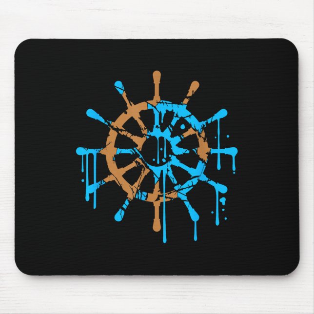 Mousepad Sailor Ship Steering Wheel Graffiti Drops Sailing  (Frente)