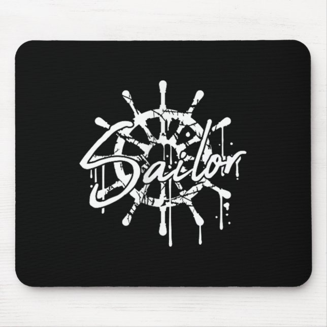 Mousepad Sailor Ship Steering Wheel Graffiti Drops Sailing  (Frente)