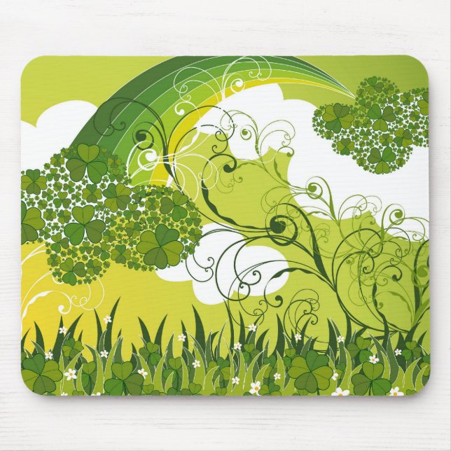 Mousepad Saint Patrick's Day Lucky Clovers Shamrock irlandê (Frente)