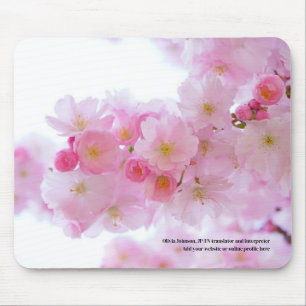 Mousepad Sakura cherry floresce rosa tradutor japonês