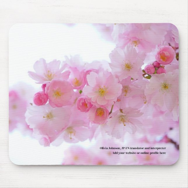 Mousepad Sakura cherry floresce rosa tradutor japonês (Frente)