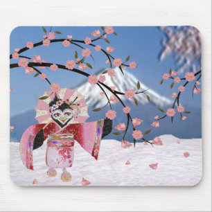 Mousepad Sakura Geisha Bird no Snow Cherry Blossoms