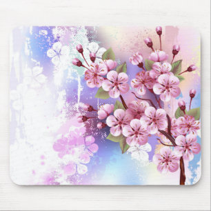 Mousepad Sakura rosa no fundo da pintura