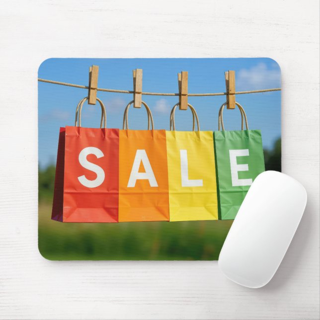 Mousepad Sale Shopping Bags On a Clothesline (Com mouse)