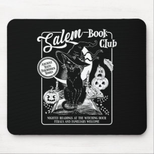 Mousepad Salem Witch Book Club Bookish Retro Halloween Blac