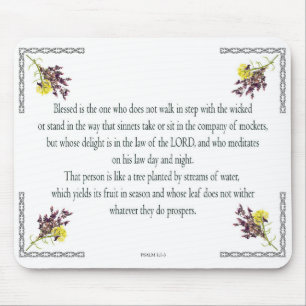 Mousepad Salm 1 Art - Abençoado, Direito, com Design Floral