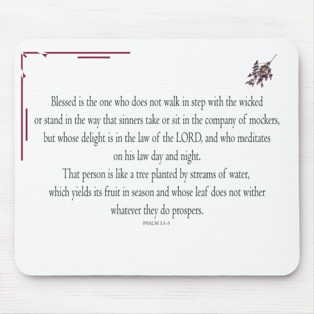 Mousepad Salm 1 Art - Abençoado, Direito, com Design Floral (Frente)