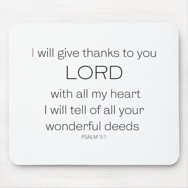 Mousepad Salm 9, vou dar-lhe obrigados, LORD. (Frente)