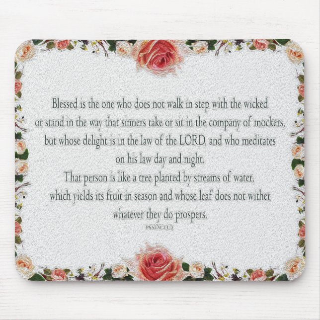 Mousepad Salmo 1, Dia e Noite da Lei, Fluxos de Águas, (Frente)