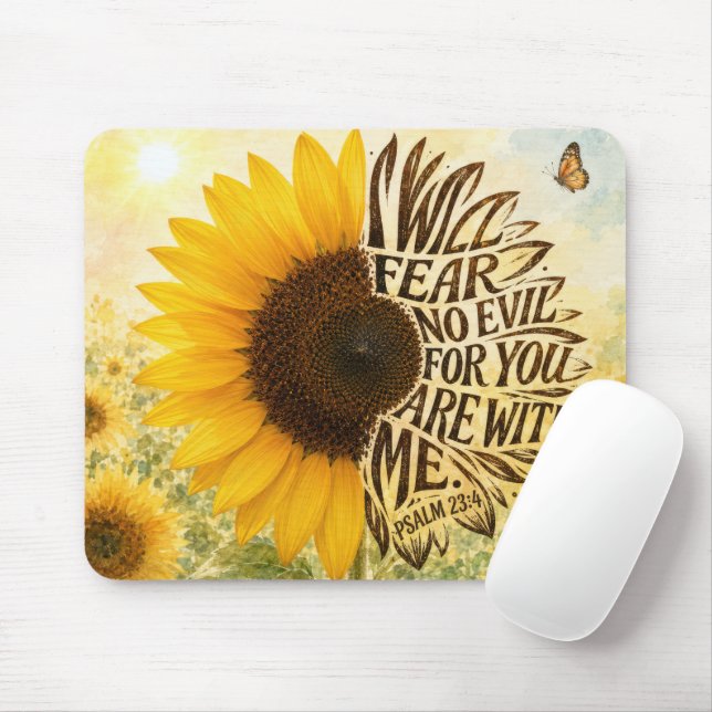 Mousepad Salmo 23:4 Girassol Amarelo  (Com mouse)