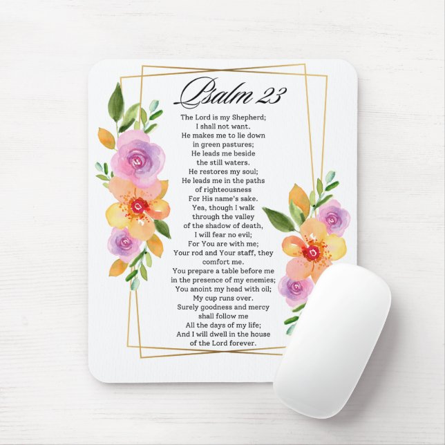 Mousepad Salmo 23 Quadro Floral Geométrico (Com mouse)
