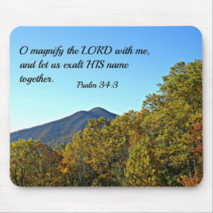 Mousepad Salmo 34:3, para ampliar o Senhor comigo...