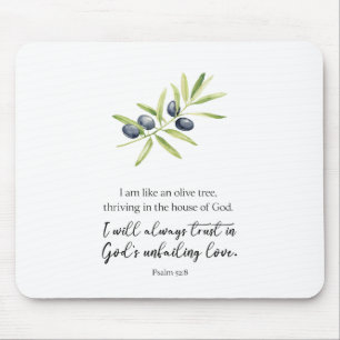 Mousepad Salmo 52:8, "Sou como uma oliveira."