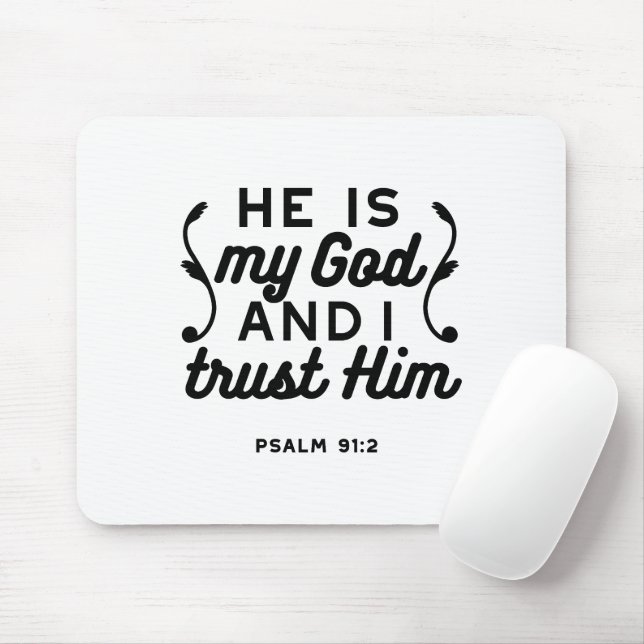 Mousepad Salmo 91:2 – Confie em Deus Versículo da Bíblia Cr (Com mouse)