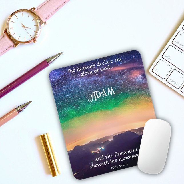 Mousepad Salmo Celestial Noturno 19:1 Verso da Escritura (Criador carregado)