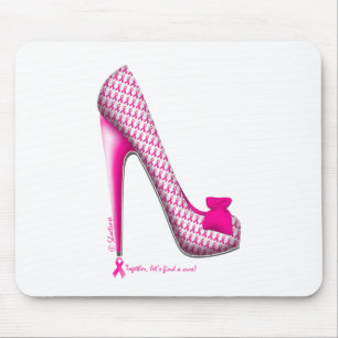 Mousepad Salto da fita do rosa da consciência do cancro da