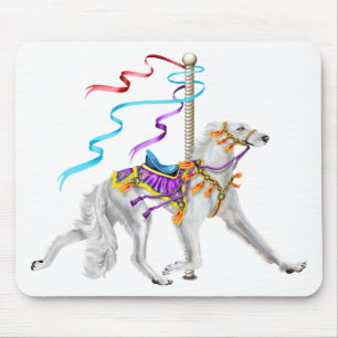 Mousepad Saluki Carousel White