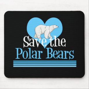 Mousepad Salvar o azul preto bonito dos ursos polares
