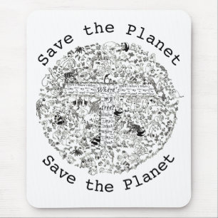 Mousepad Salvar o Planeta Terra Animais e Árvores Ameaçados