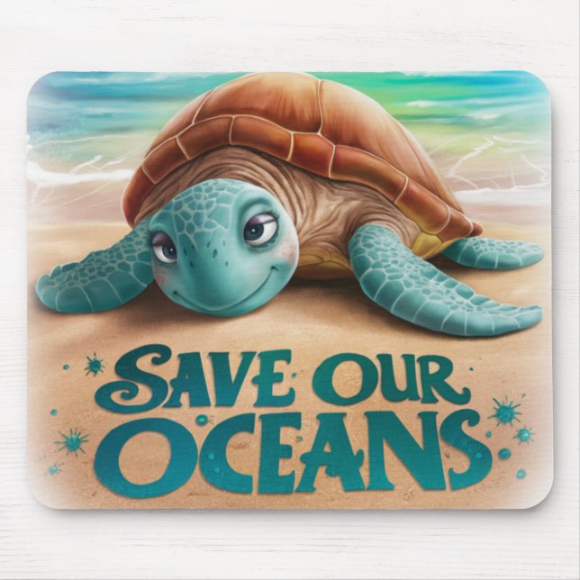 Mousepad Salve a nossa tartaruga marinha amiga dos oceanos (Frente)