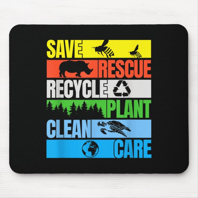 Mousepad Salve Abelhas Resgate Animais Mares Limpos Dia da  (Frente)