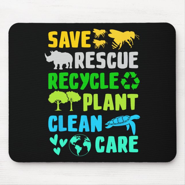 Mousepad Salve Abelhas Salvando Animais Reciclar Dia Plásti (Frente)