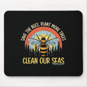 Mousepad Salve As Abelhas Plantando Mais Árvores Limpar Mar