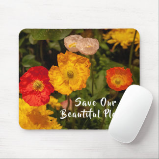 Mousepad Salve nosso planeta Botânico Floral Dizendo Person