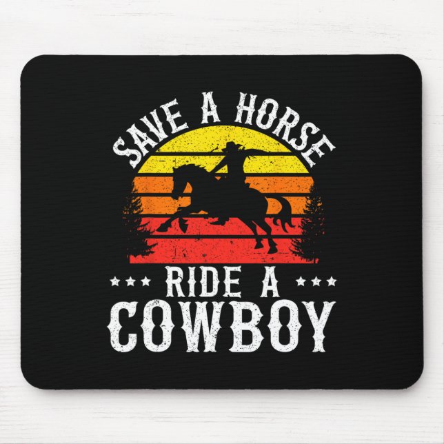 Mousepad Salve Um Cavalo De Um Vaqueiro Rodeio Ocidental (Frente)