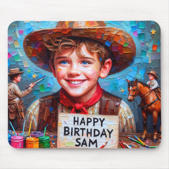 Mousepad SAM ~ Zany Cowboy BIRTHDAY Gift ~ (Frente)