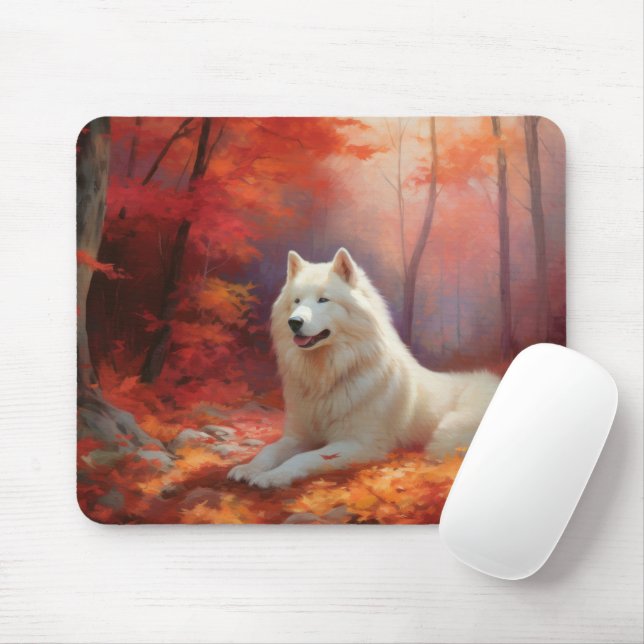 Mousepad Samoia nas Folhas do outono cai inspirada (Com mouse)