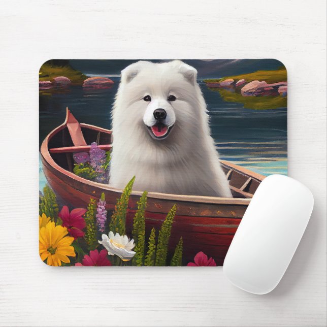 Mousepad Samoyed em um Paddle: Uma Aventura Cênica (Com mouse)
