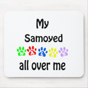 Mousepad Samoyed Walks Design