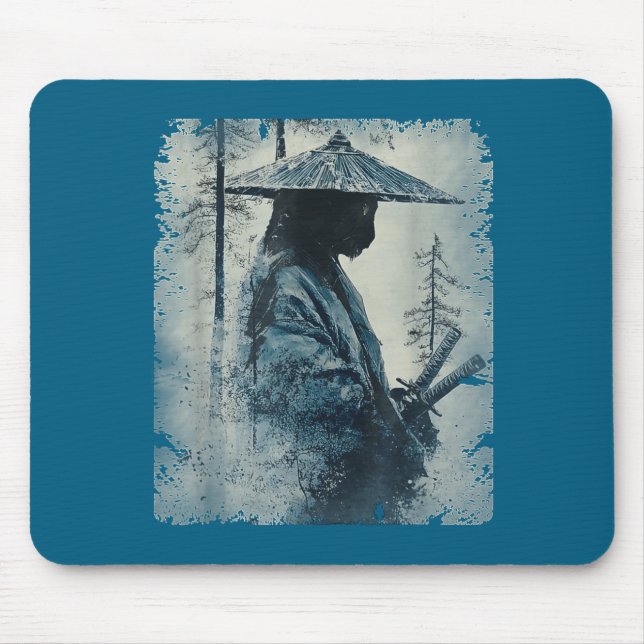 Mousepad Samurai Cat Japanese Art Anime Men Women Kids Grap (Frente)