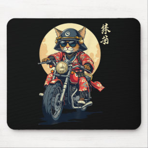 Mousepad Samurai Cat Warrior do Japão Tattoo Kawaii Nin