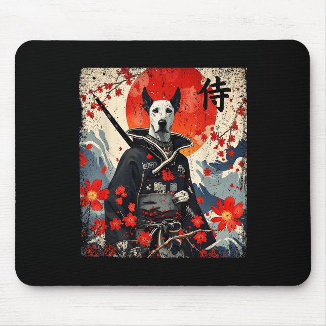 Mousepad Samurai Great Dane Tattoo Kawaii Ukiyo-e (Frente)