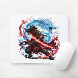 Mousepad Samurai Lendário & Caneca do Dragão Azul | Guerra 
