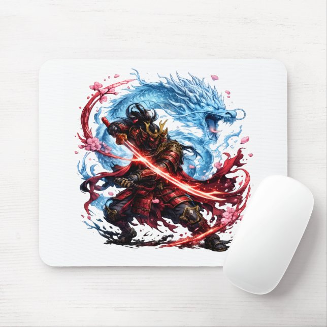 Mousepad Samurai Lendário & Caneca do Dragão Azul | Guerra  (Com mouse)