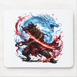 Mousepad Samurai Lendário & Caneca do Dragão Azul | Guerra 