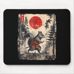 Mousepad Samurai Squirrel Japonês Vintage Engraçado Present