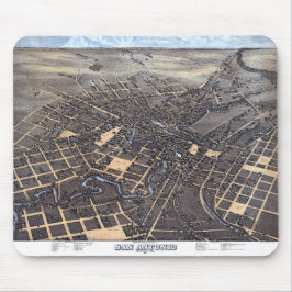 Mousepad San Antonio, Texas, Mapa da Cidade Aérea Antiquada