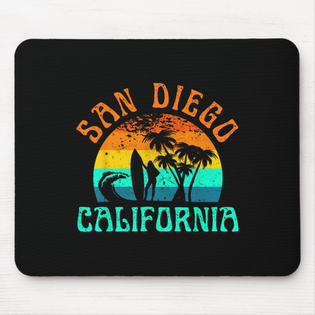Mousepad San Diego California Beach Surf Summer Vacing Gi (Frente)