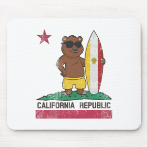 Mousepad San Diego Califórnia Surfista Urso Surfando Homens