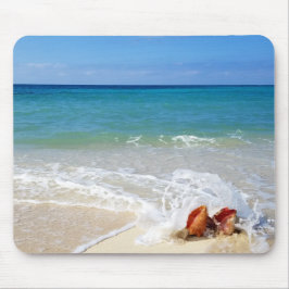 Mousepad Sand Sea Beach Waves sobre Sashells OU sua foto