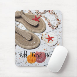 Mousepad Sandálias, conchas e Starfish na praia