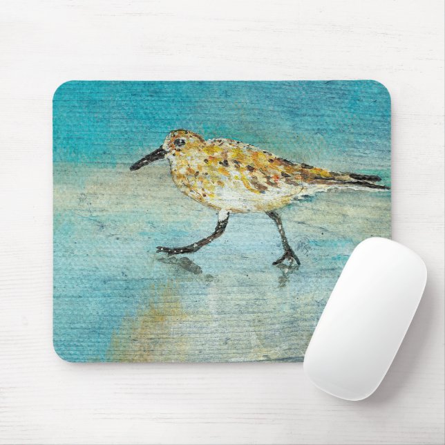 Mousepad Sandpiper Coastal Bird Wading Ocean Beach (Com mouse)