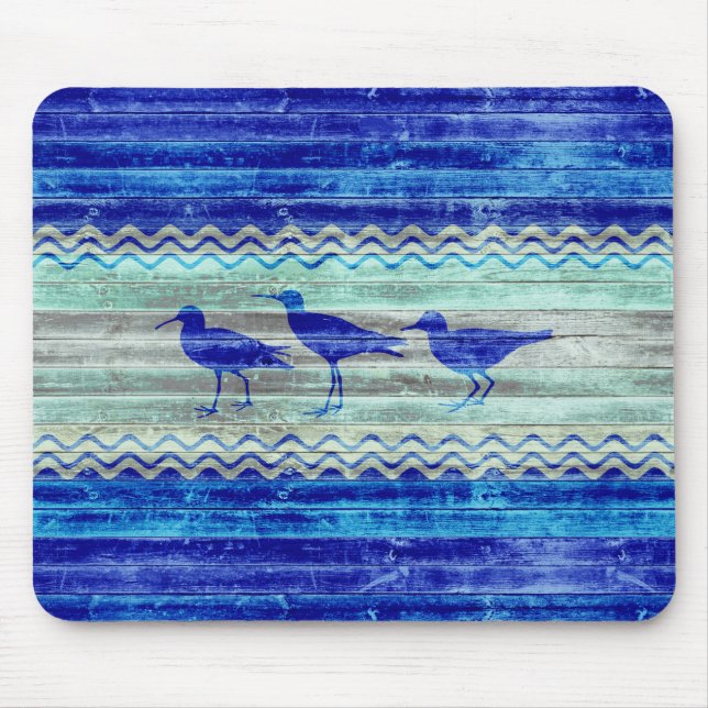 Mousepad Sandppers Costeiras Azuis-Marinhos Russos (Frente)